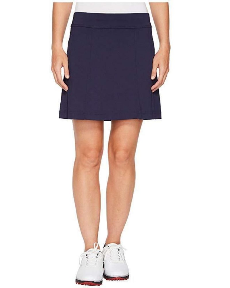 Front of a model wearing a size 3X Callaway Women's Plus Solid Stretch Skirt Blue Size 3X in Blue by Callaway Golf. | dia_product_style_image_id:310691